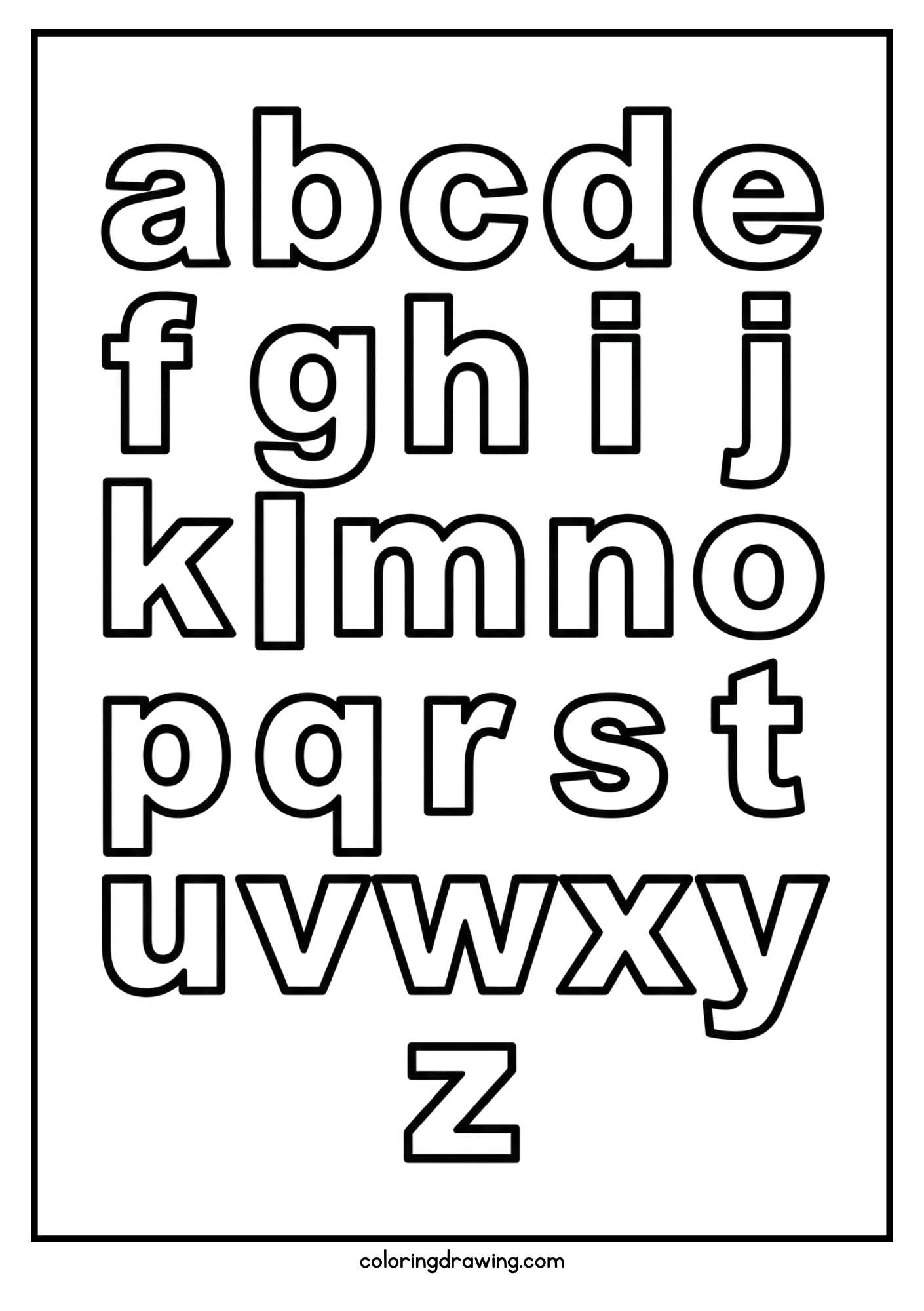 Alphaba letters small z to z