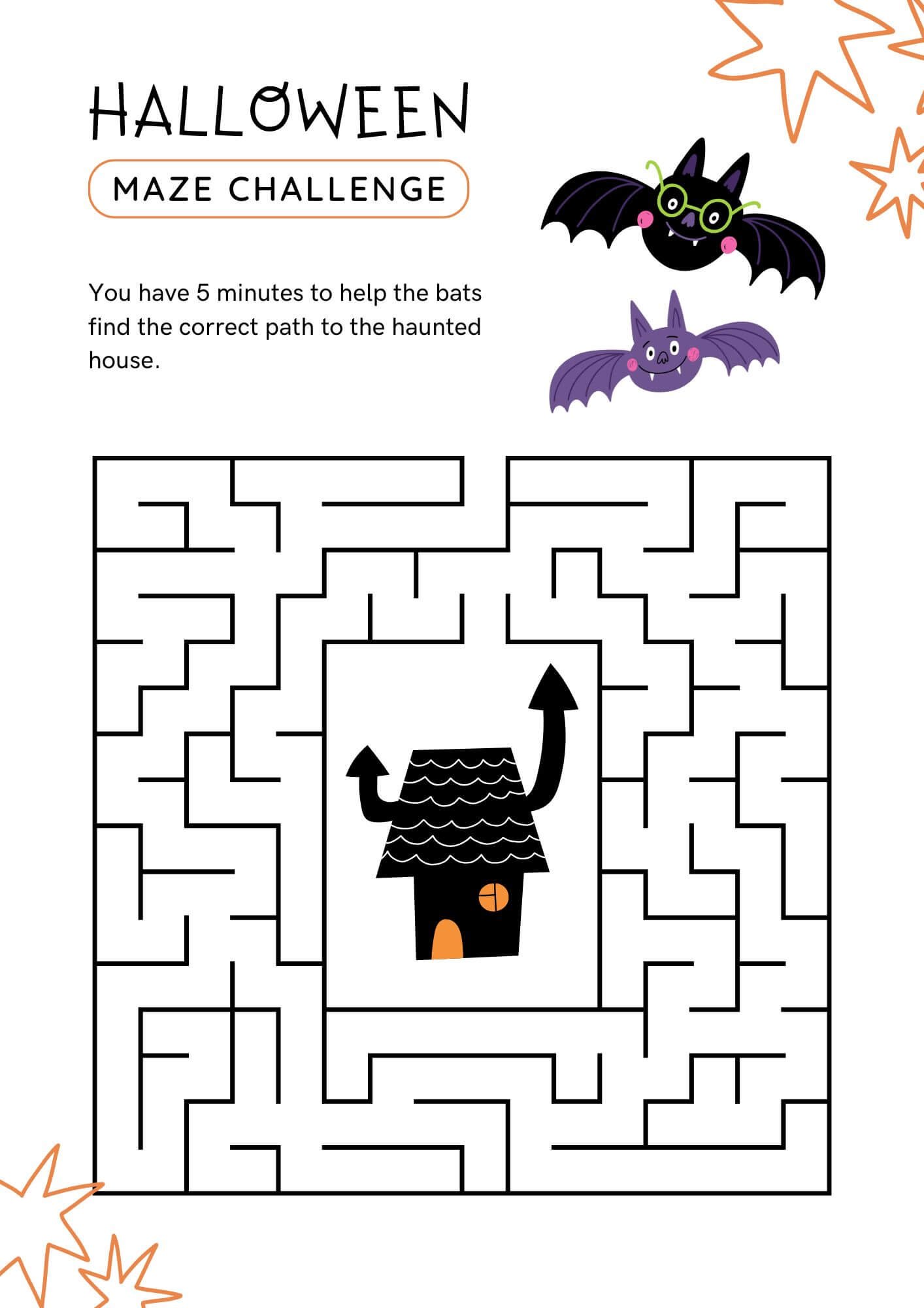 Halloween Maze Challenge Worksheet In Colorful Playful Style
