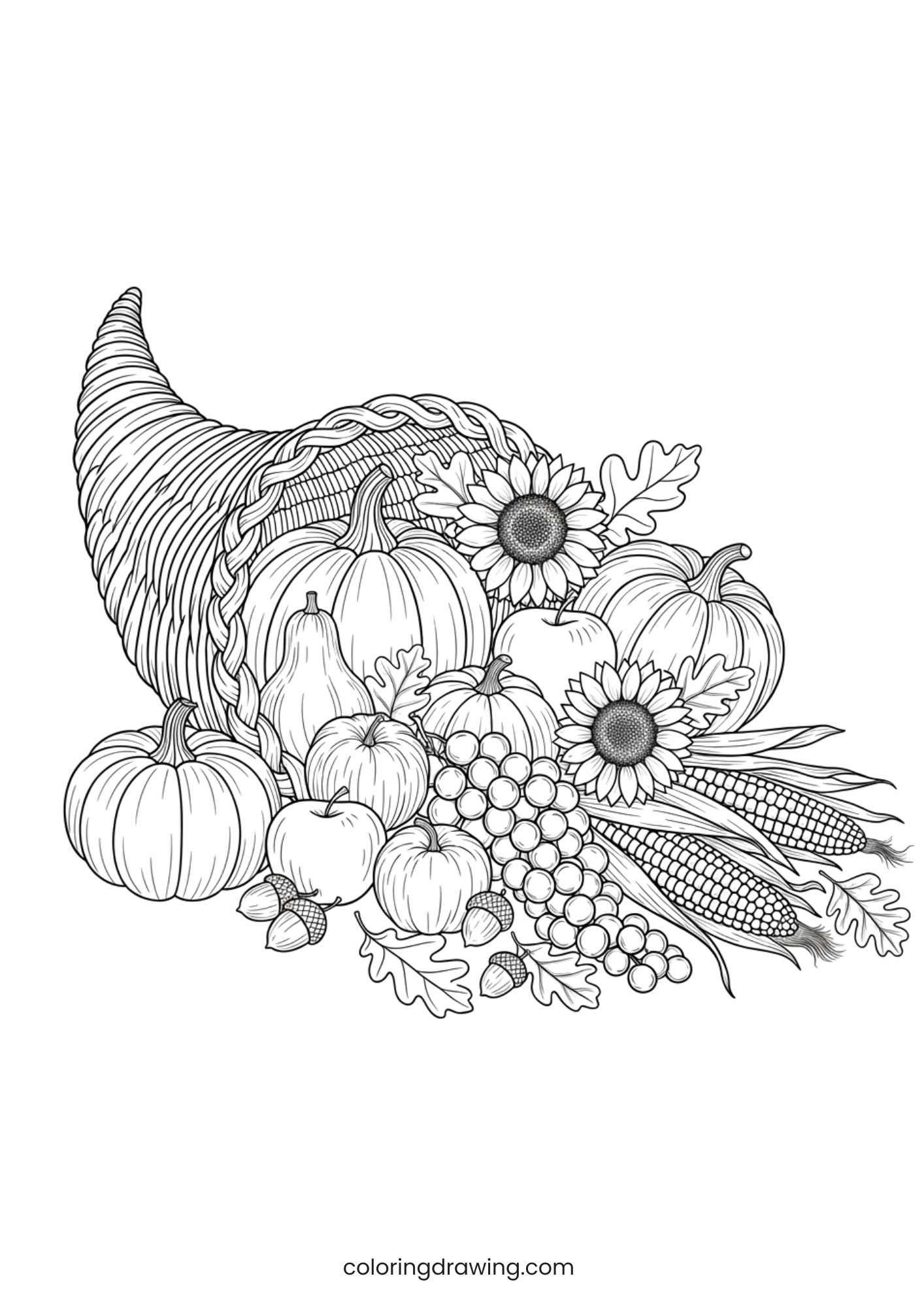 Harvest cornucopia ColoringPage