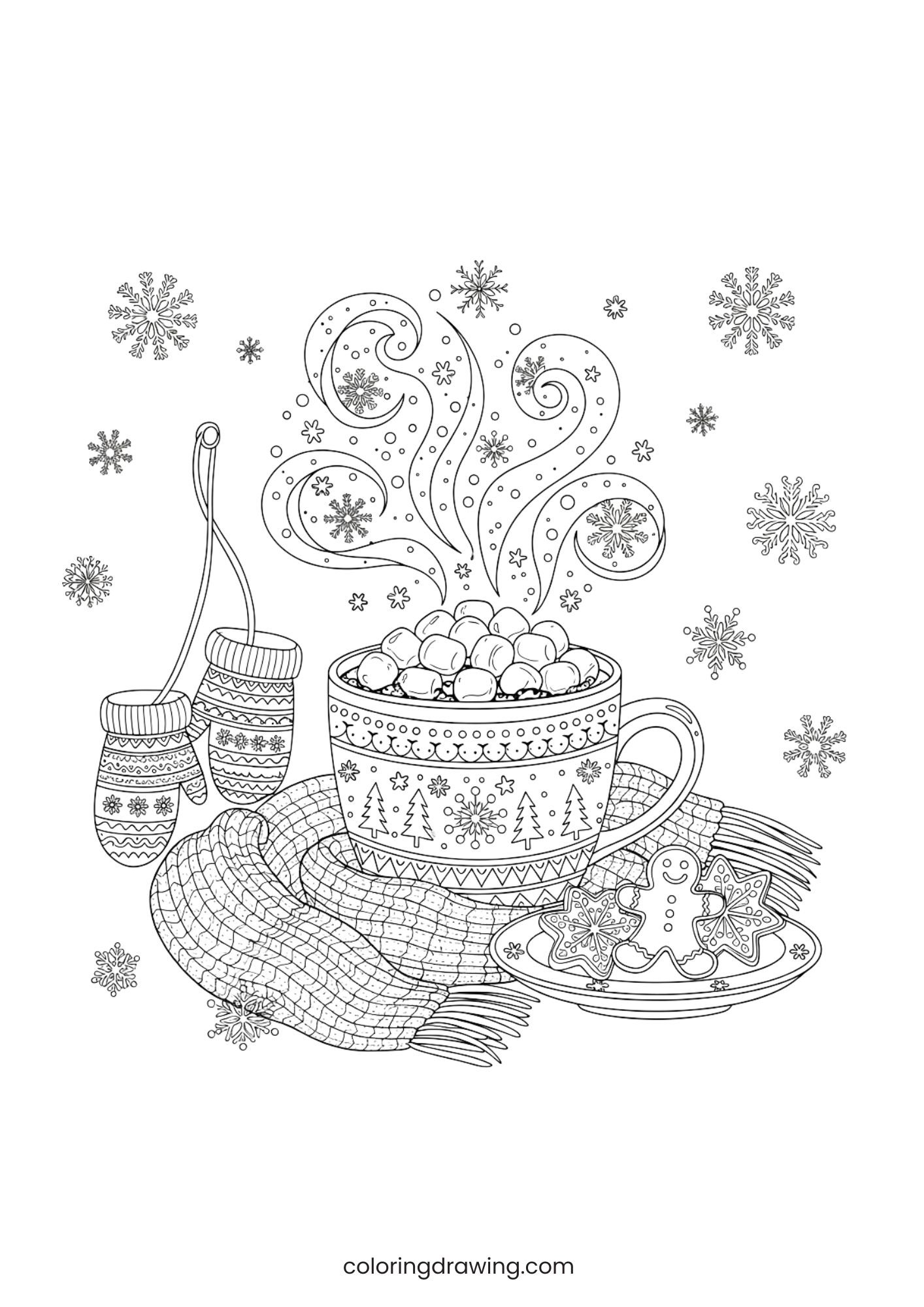 Hot cocoa with marshmallows ColoringPage