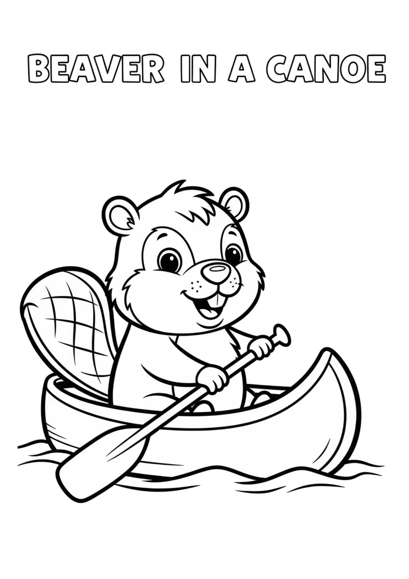 beaver canoe coloring page
