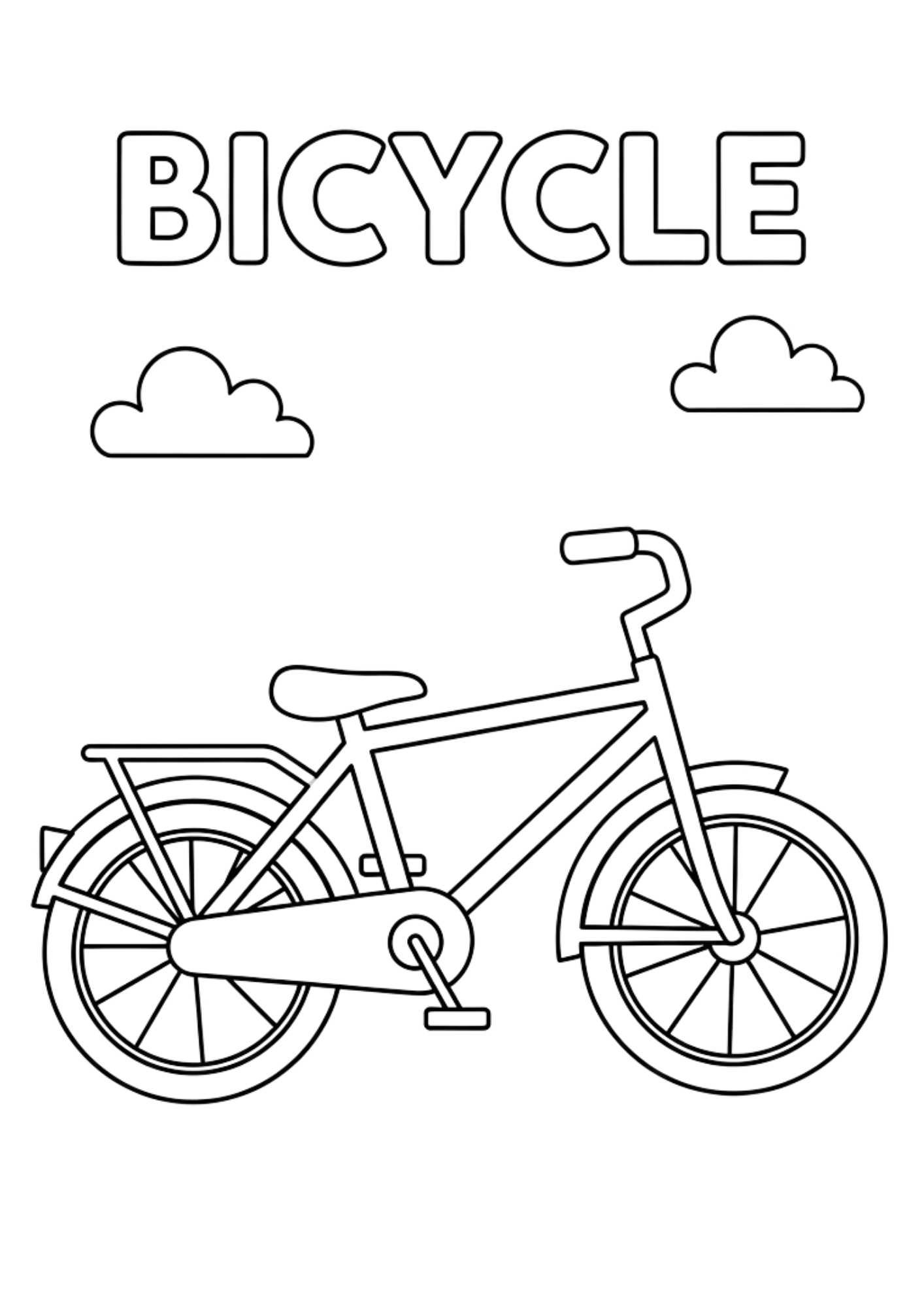 bicycle kids coloring page no background a4