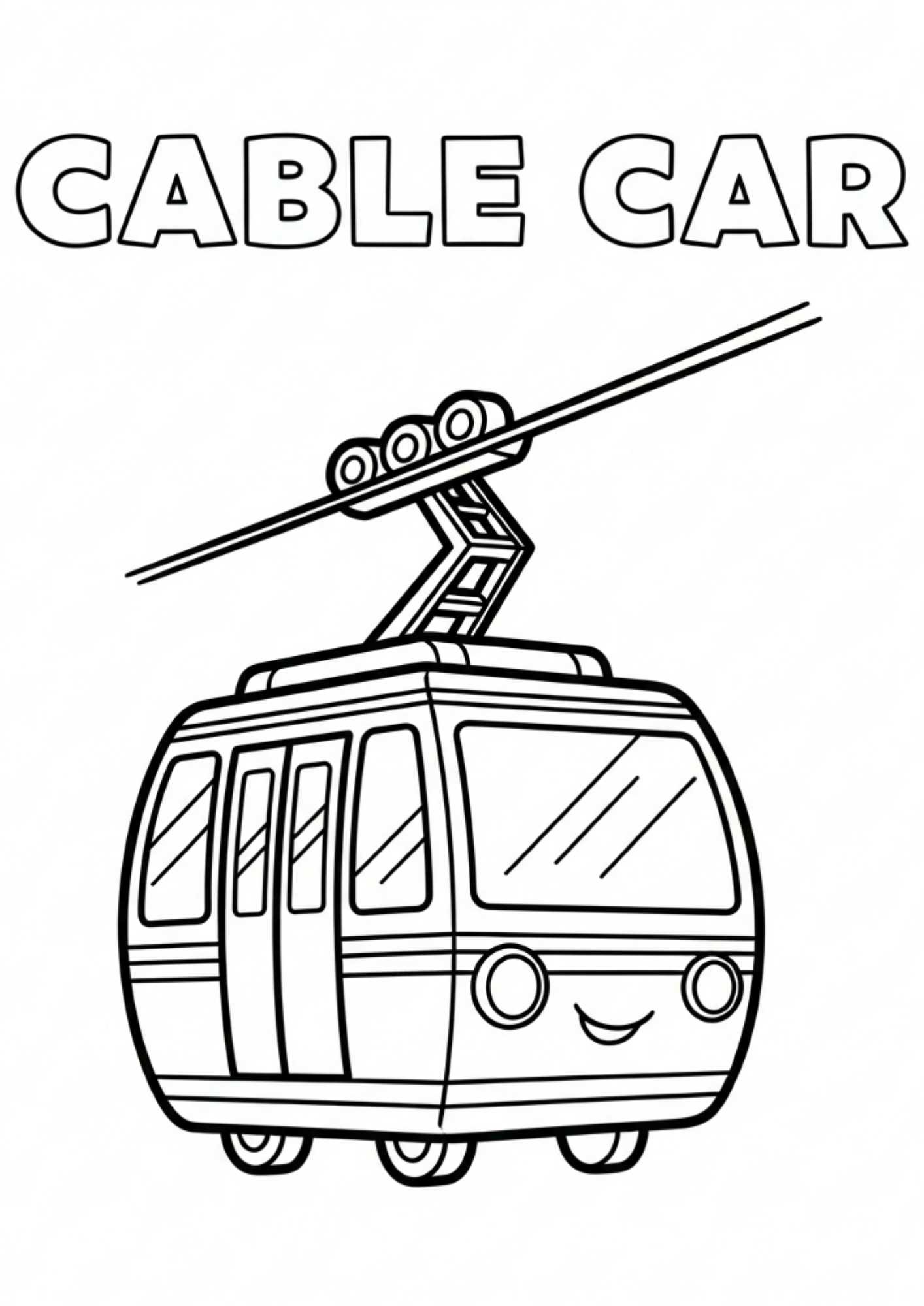 cable car kids coloring page