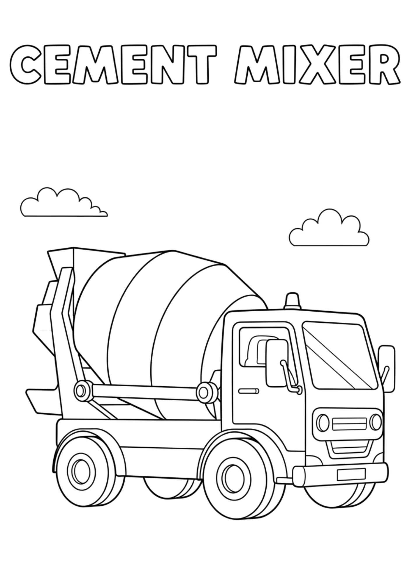 cement mixer kids coloring page no background