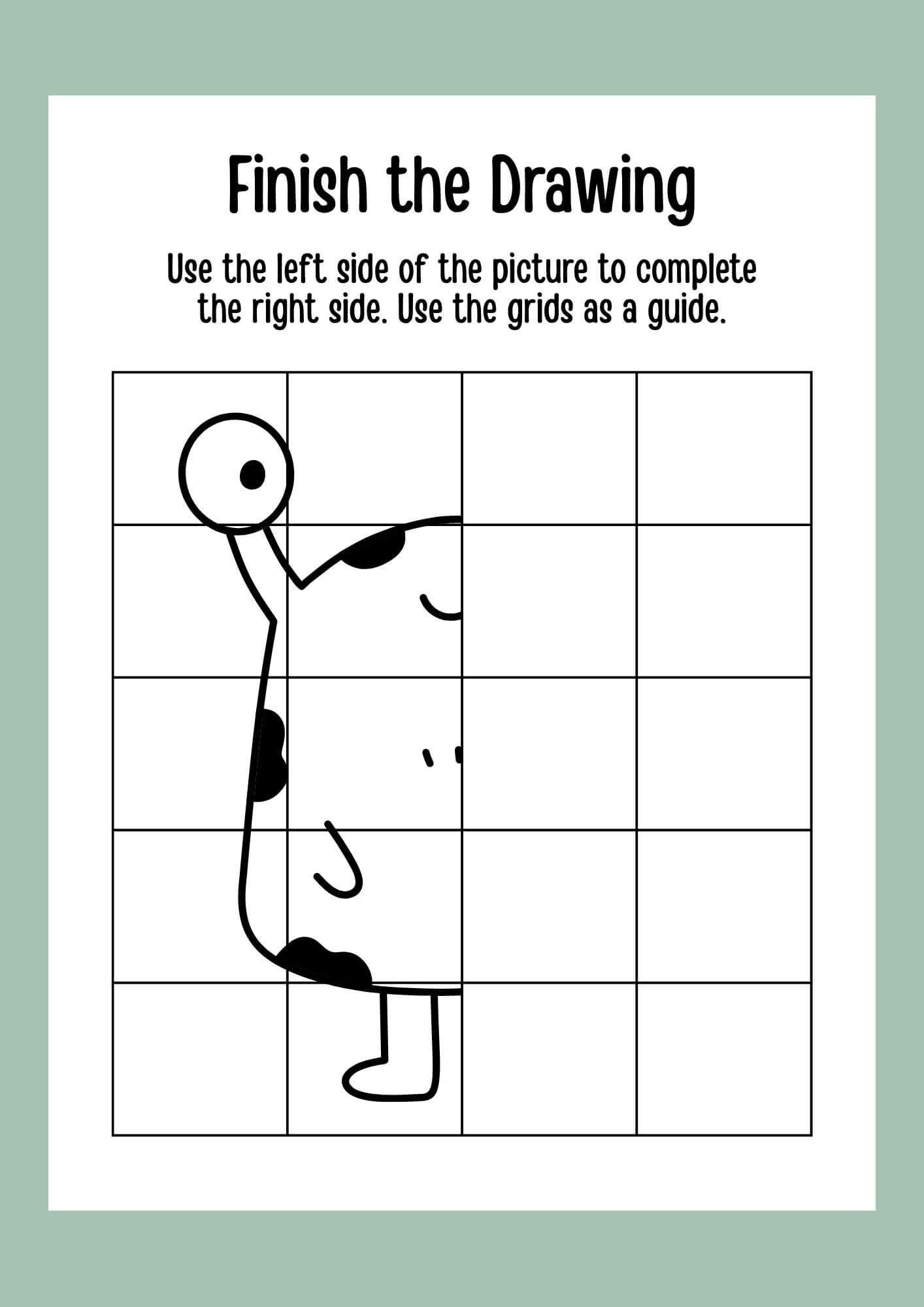 complete the monster grid drawing worksheet
