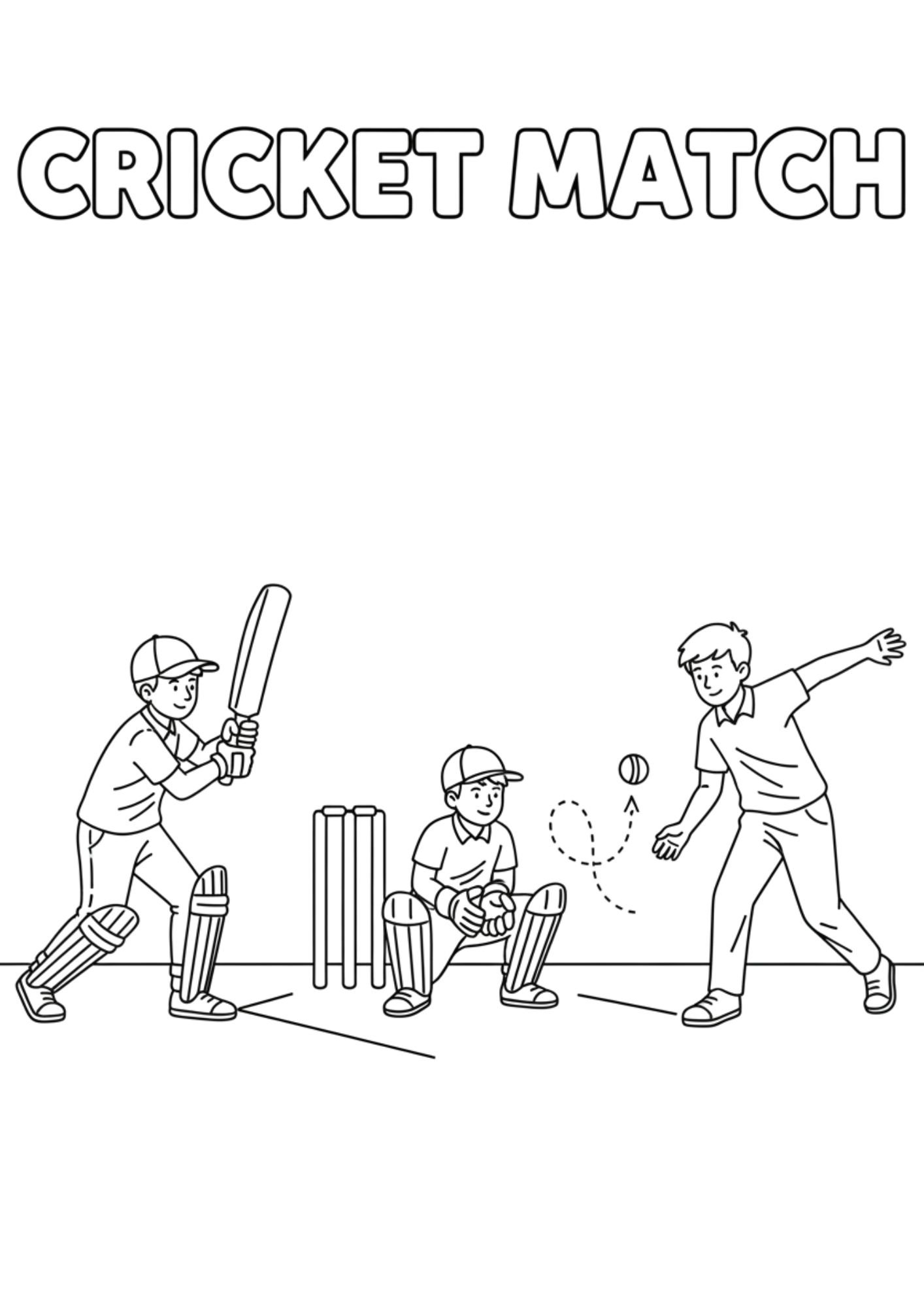cricket match coloriong 1