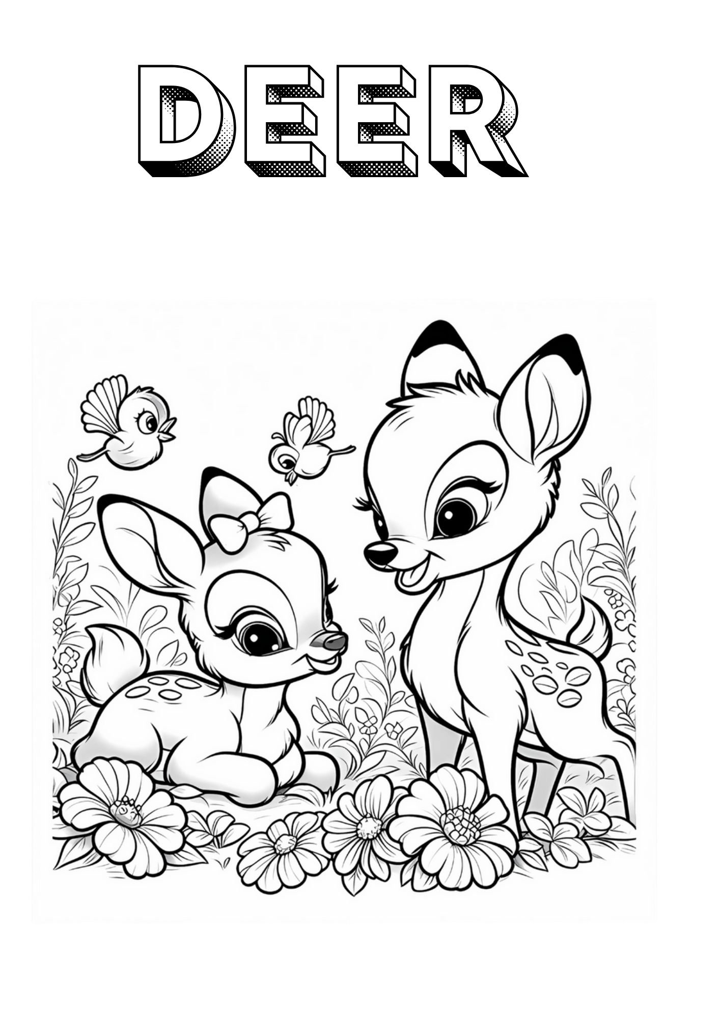 Deer free printable coloring page for kids