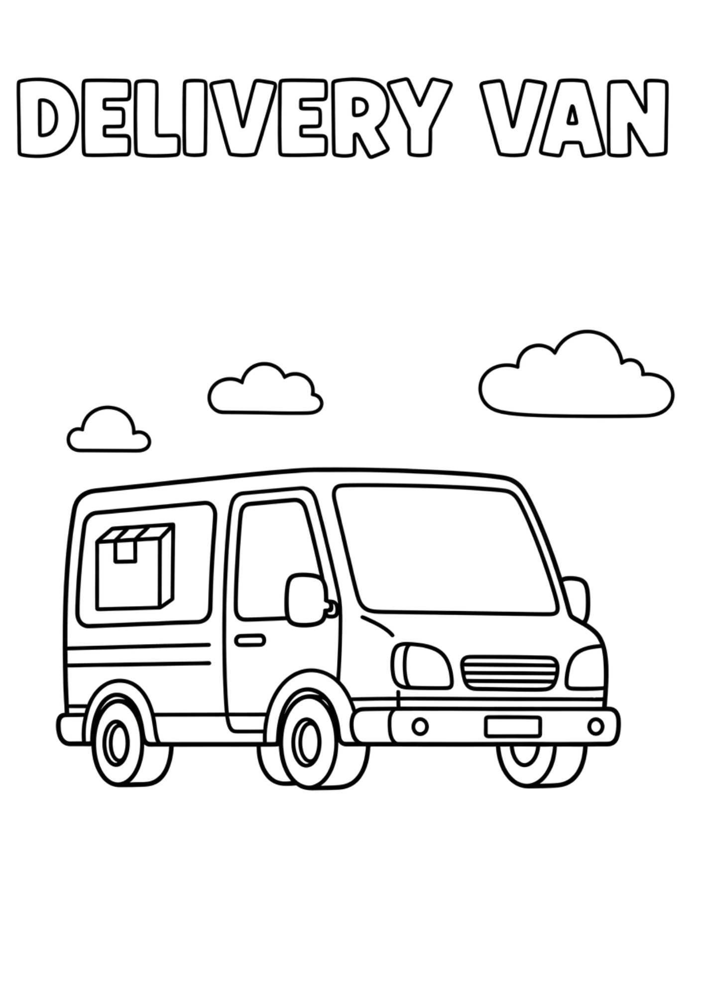 delivery van kids coloring page no background