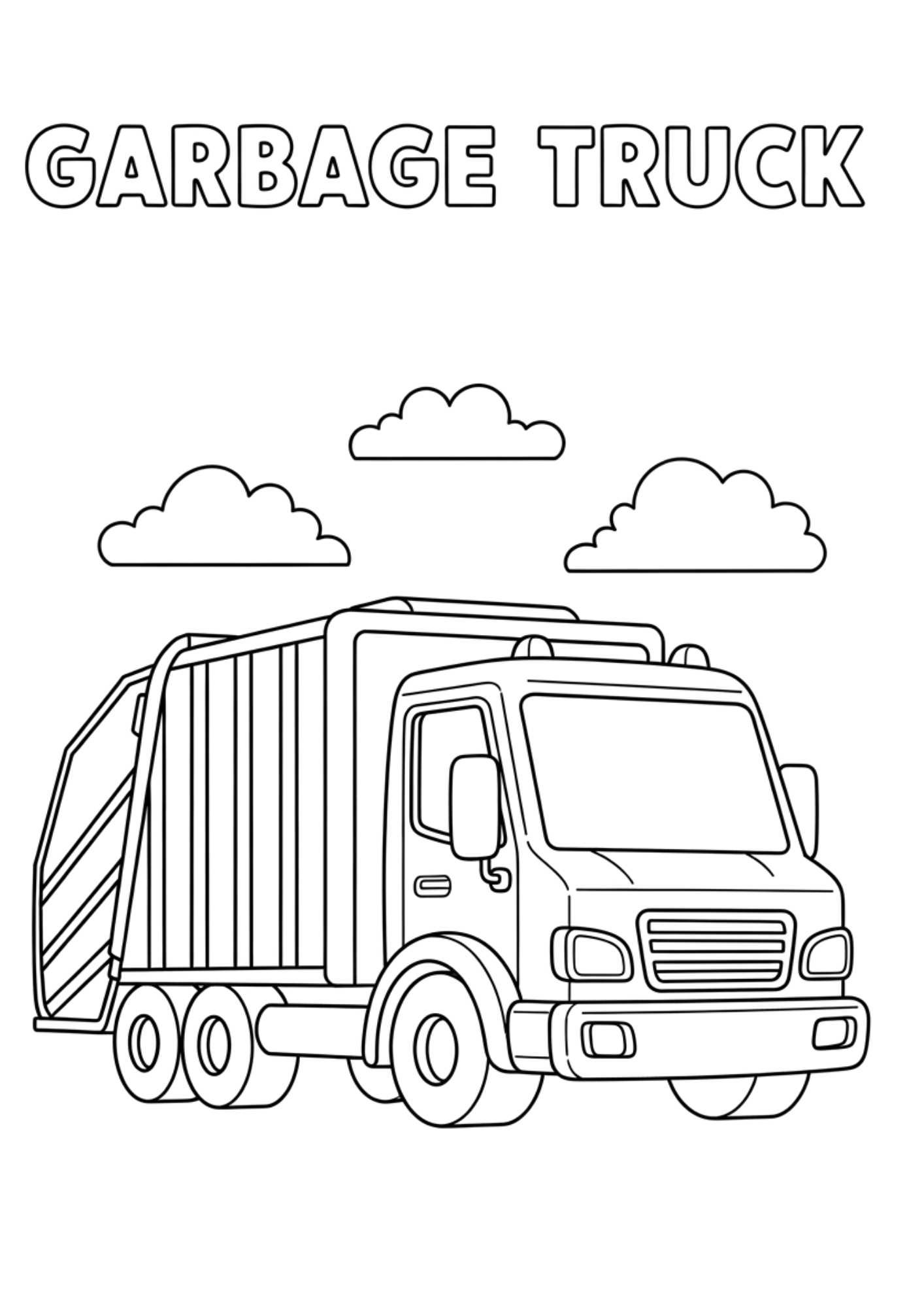 garbage truck kids coloring page no background