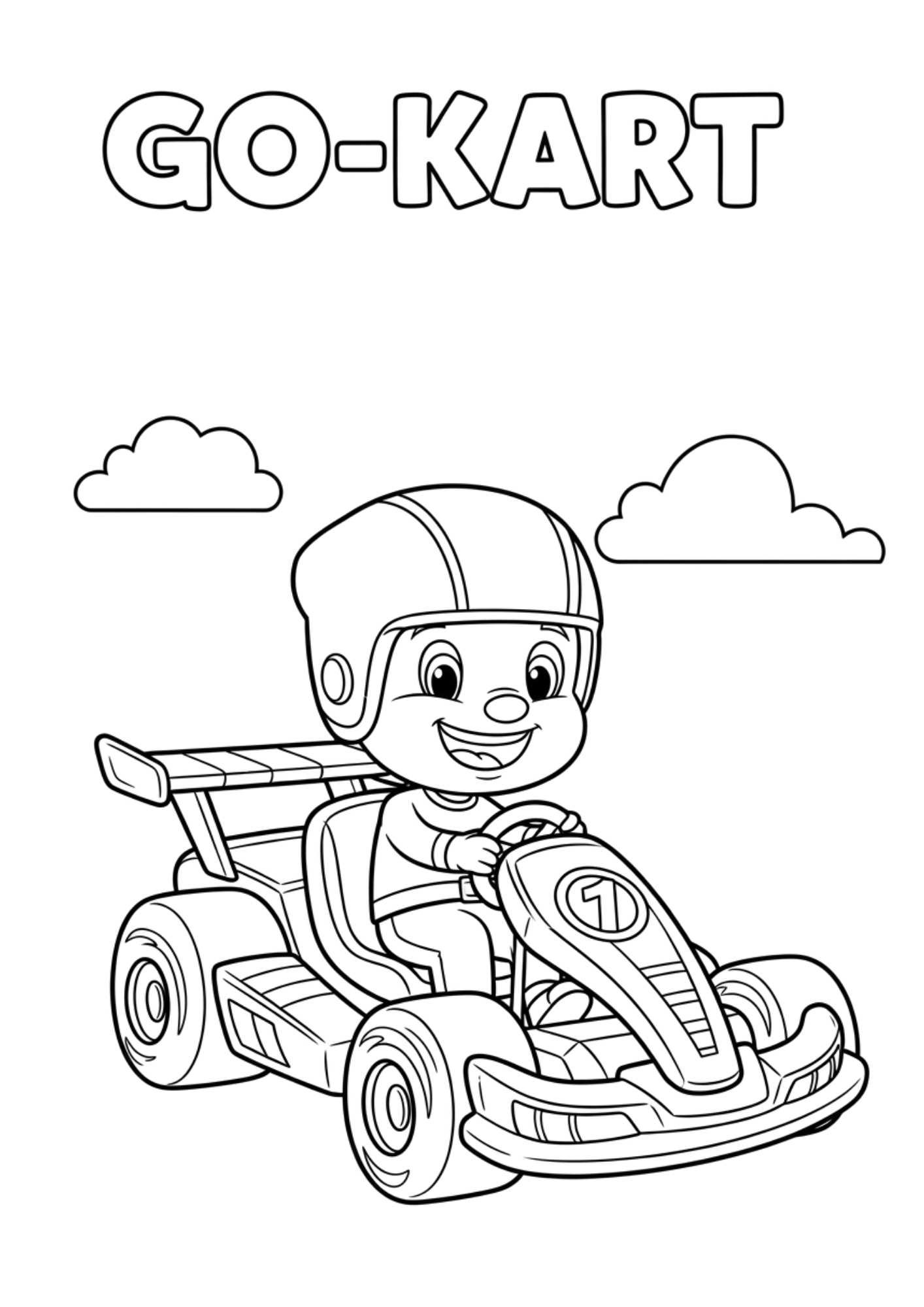 go kart kids coloring page no background