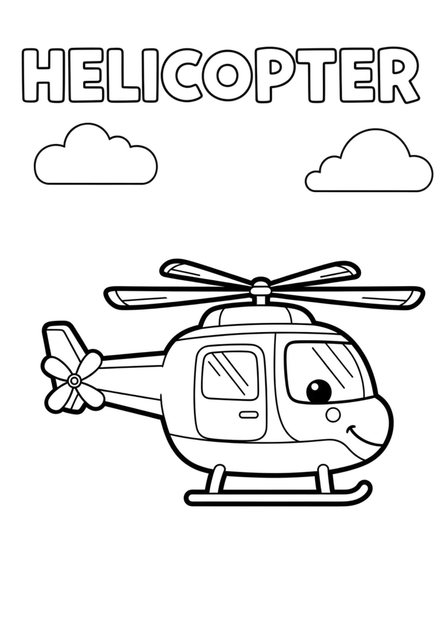 helicopter kids coloring page no background a4