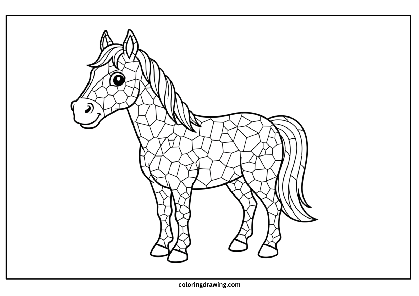 horse mosaic coloring page scaled