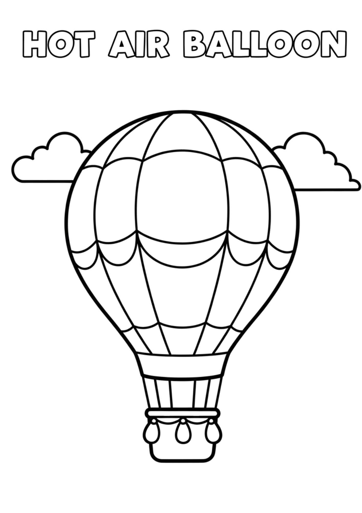 hot air balloon kids coloring page no background