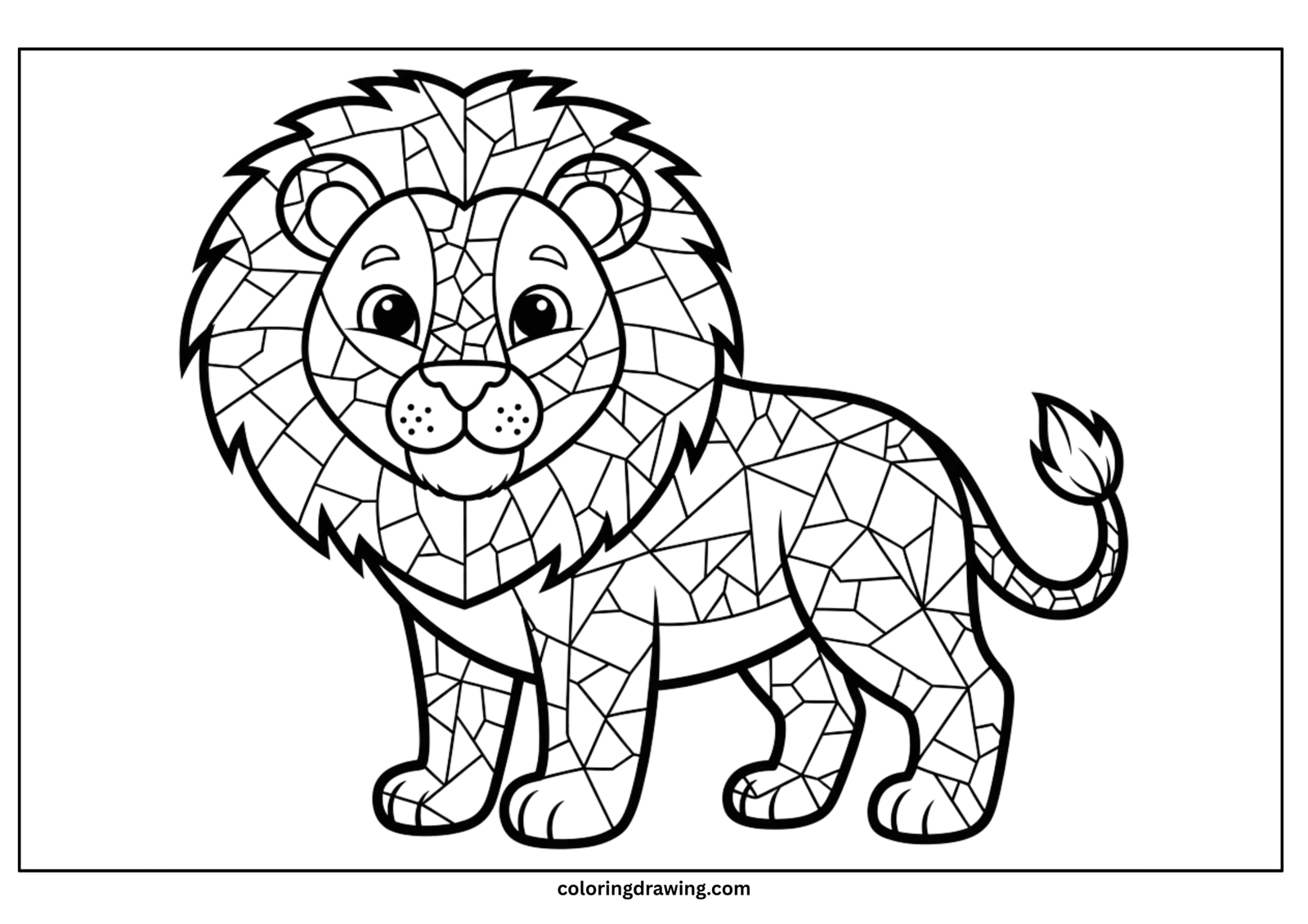 lion mosaic coloring page scaled