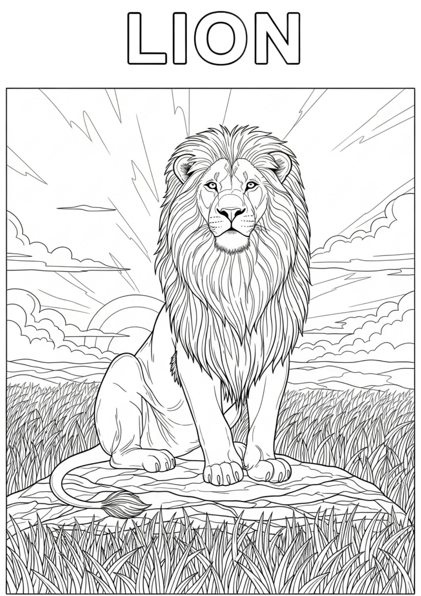 Lion free printable coloring page for kids