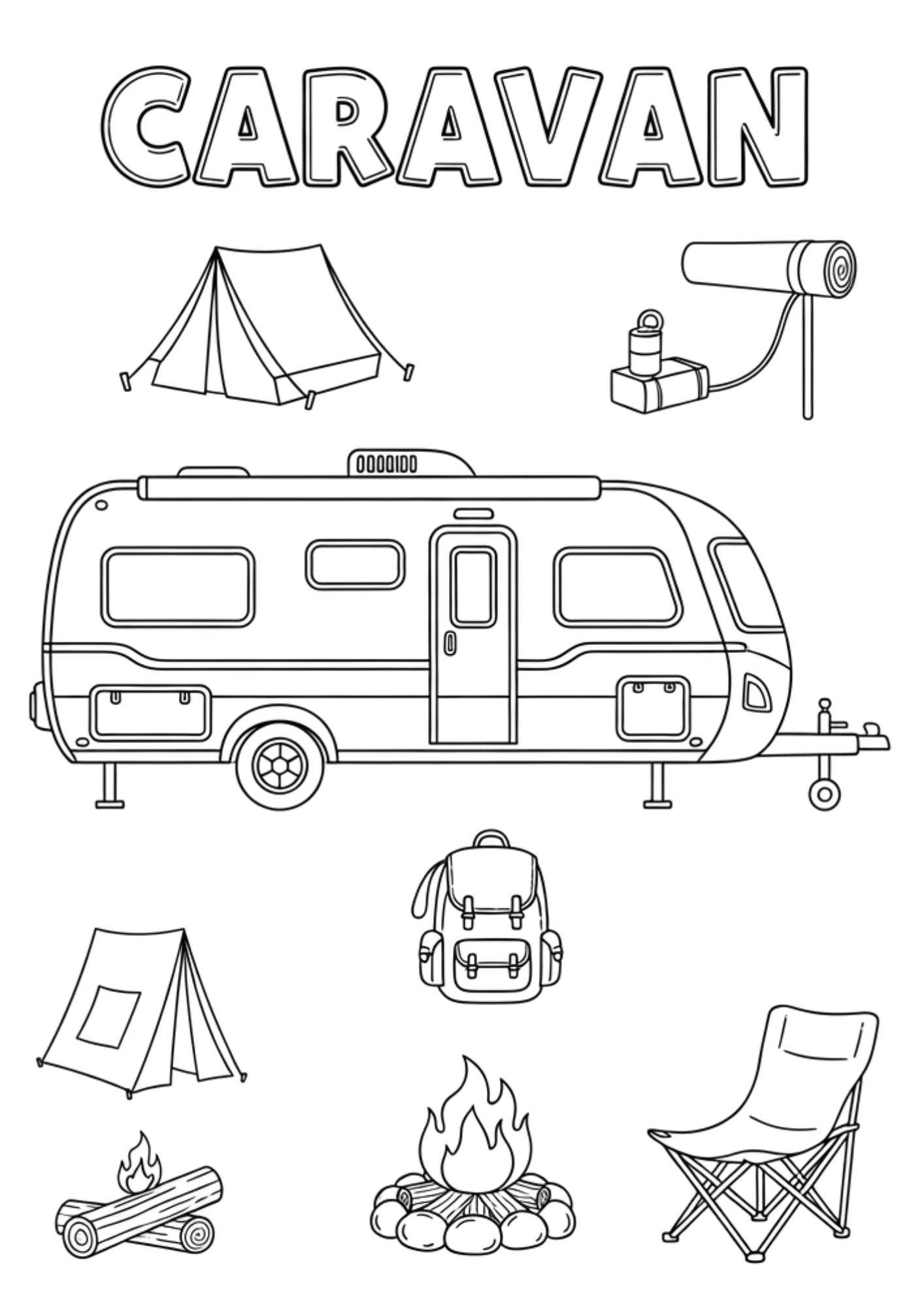 luxury caravan kids coloring page