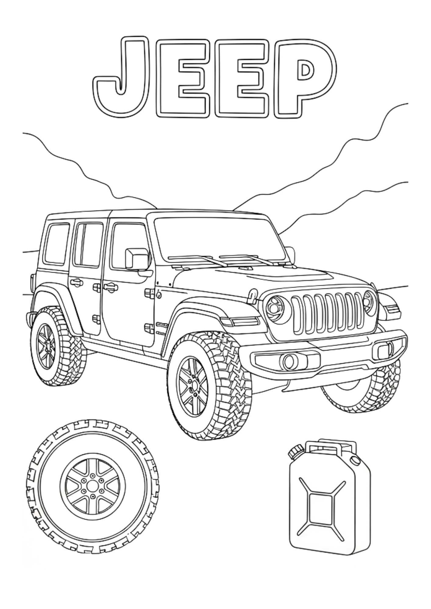 luxury jeep kids coloring page
