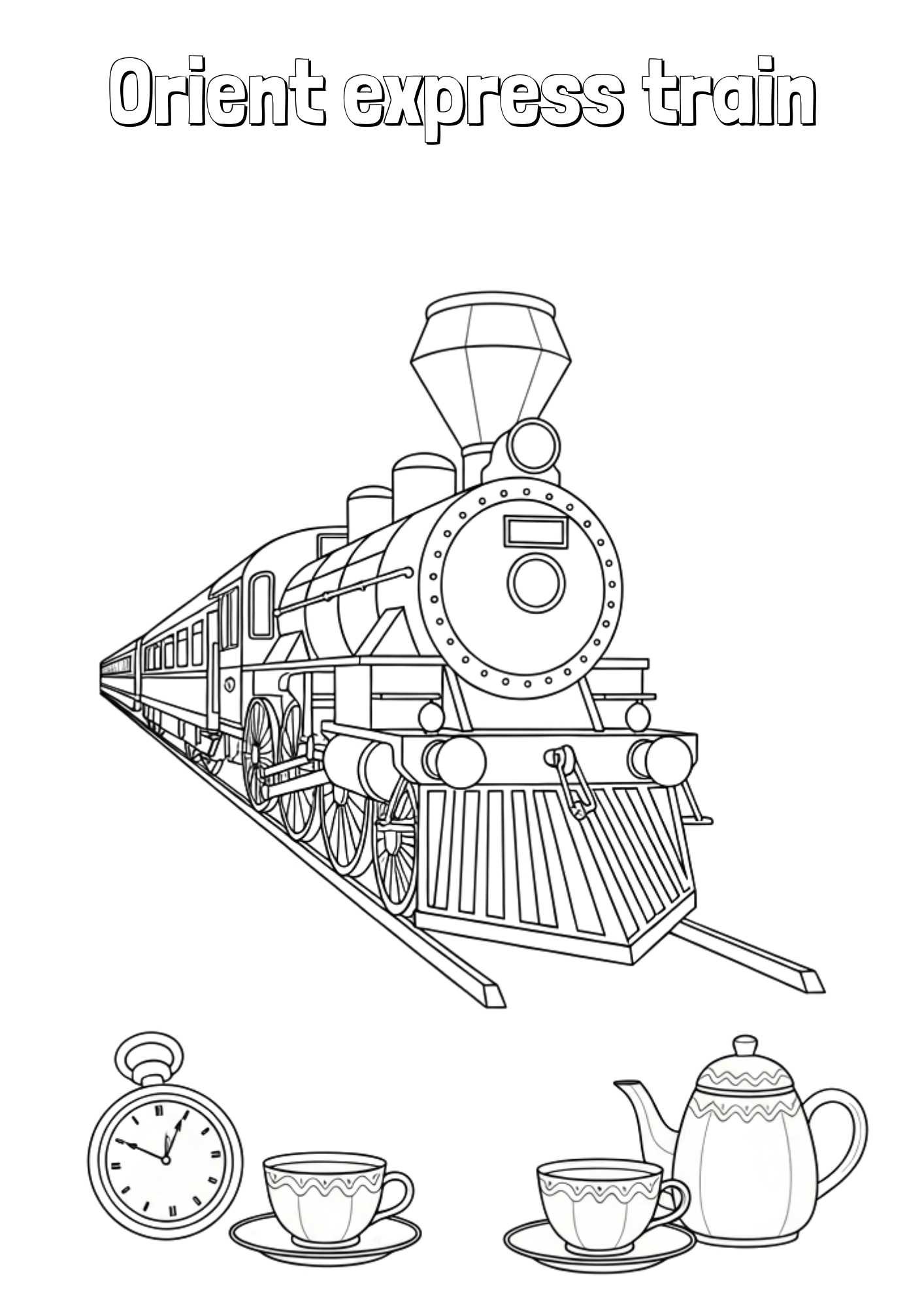 luxury orient express train kids coloring page