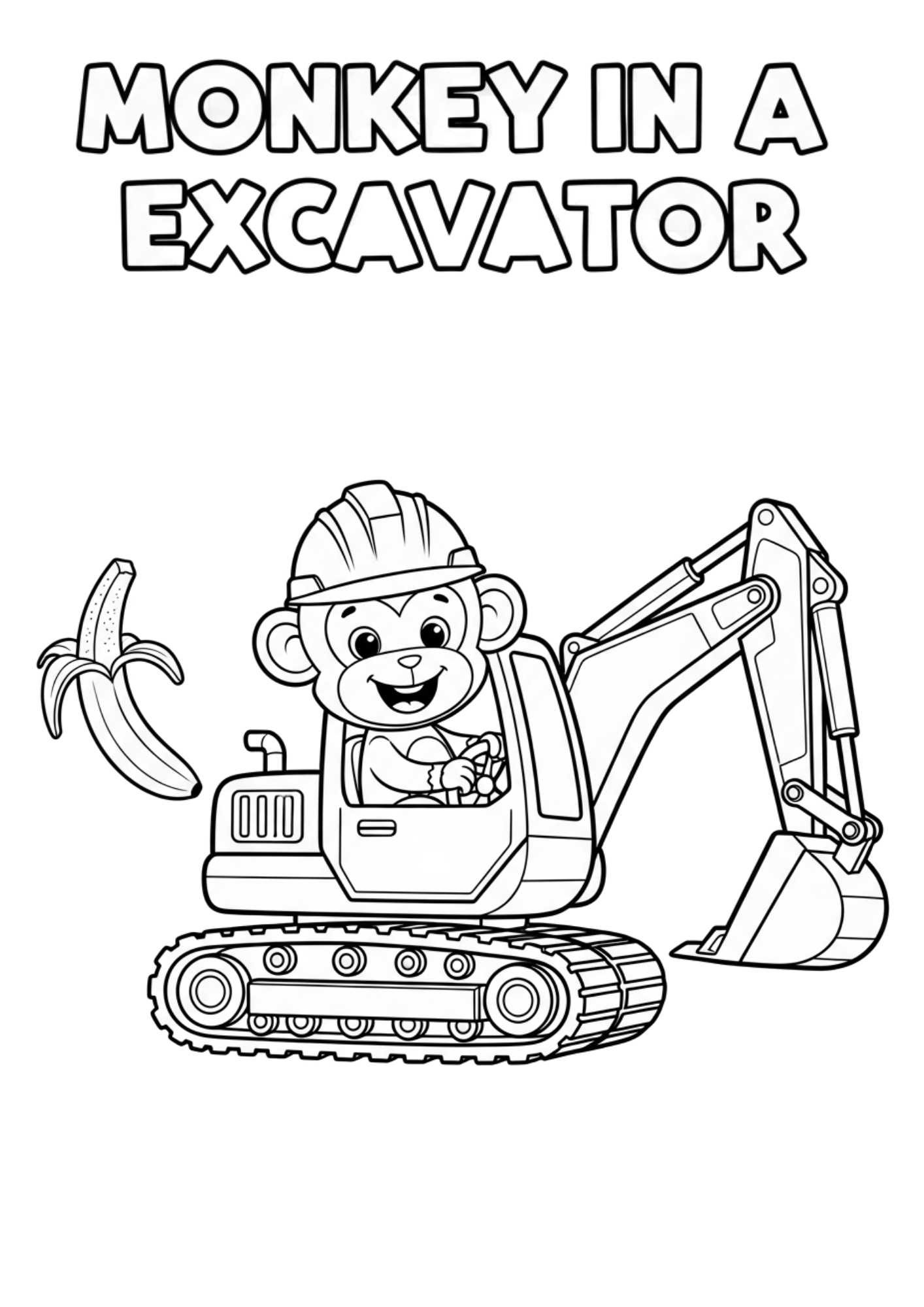 monkey excavator coloring page