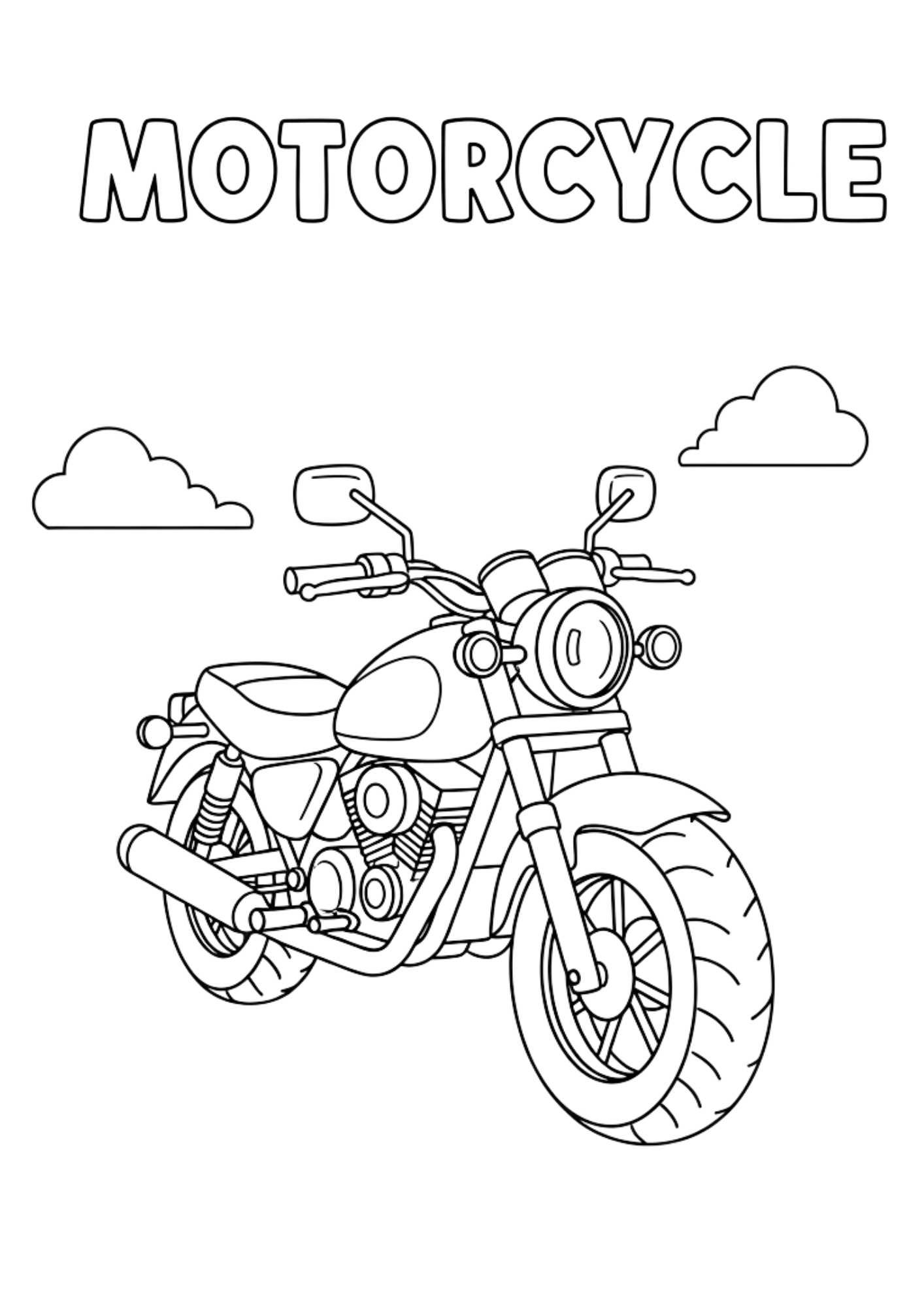 motorcycle kids coloring page no background