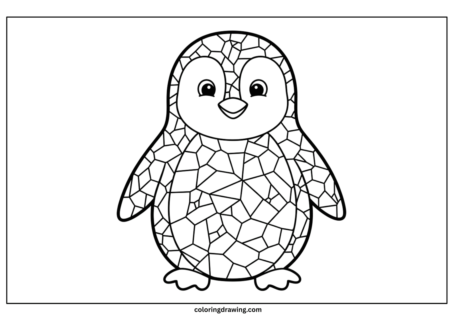 penguin mosaic coloring page scaled