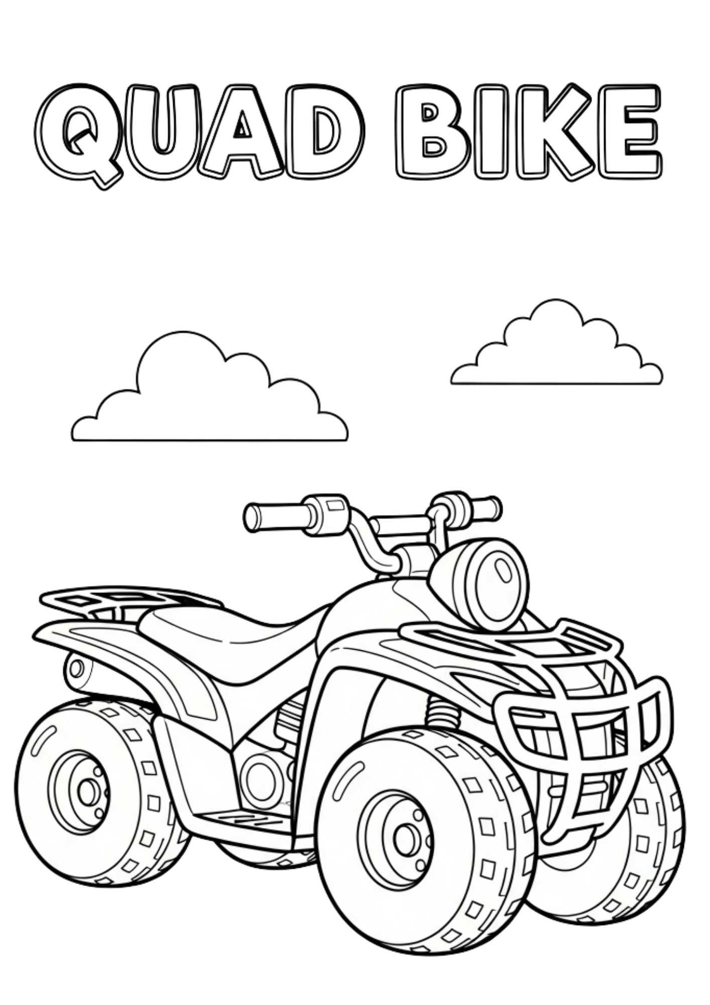 quad bike kids coloring page no background a4
