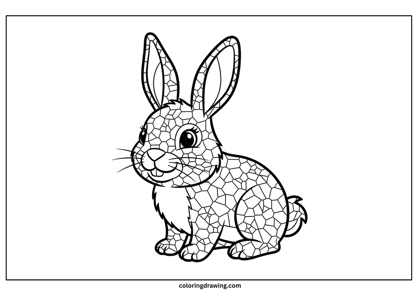 rabbit mosaic coloring page scaled