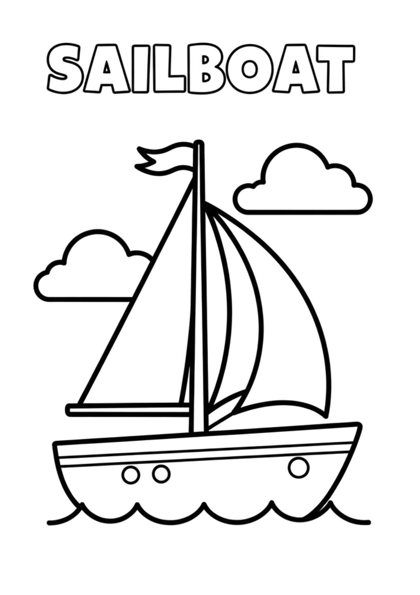 sailboat kids coloring page no background