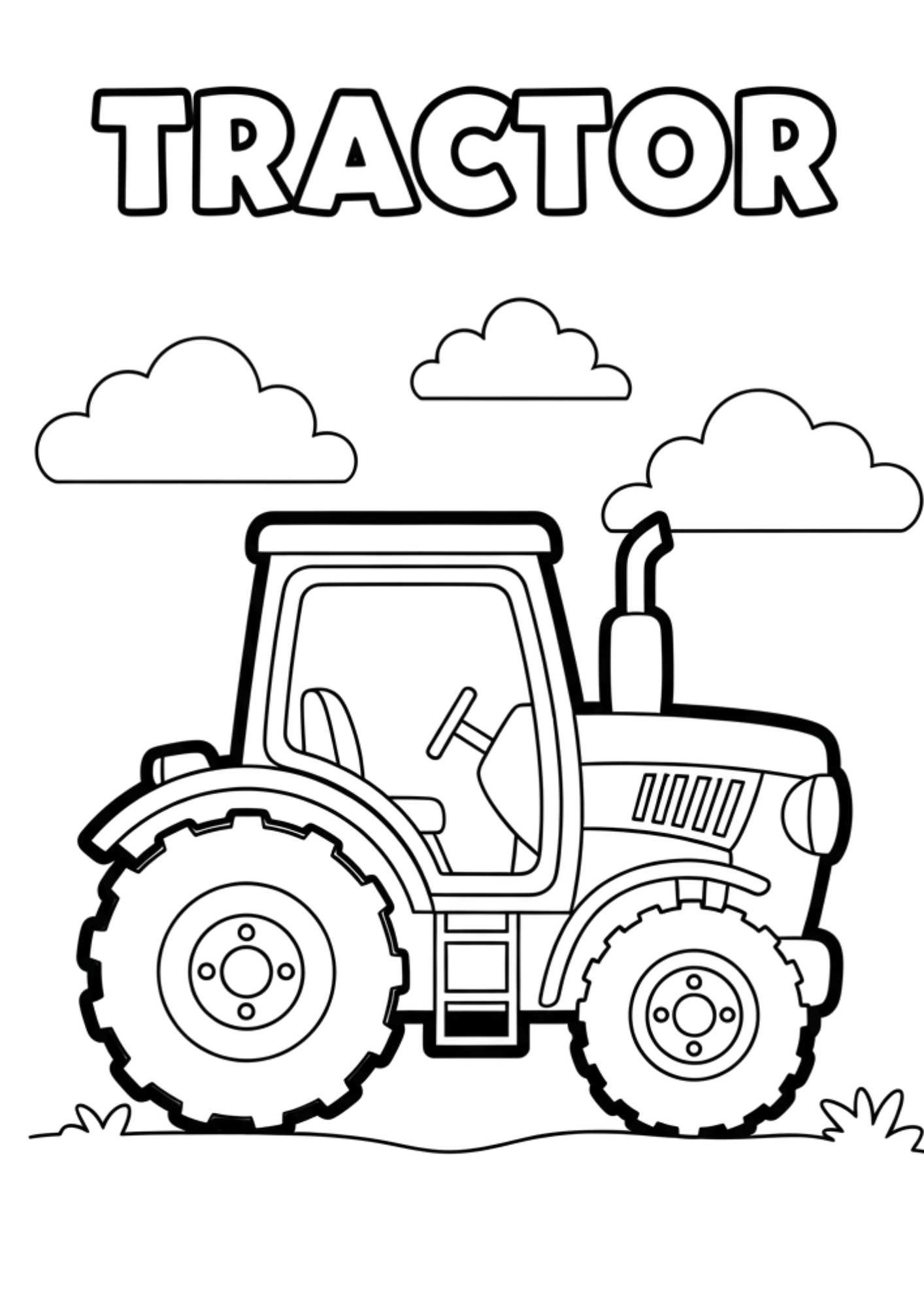tractor kids coloring page no background