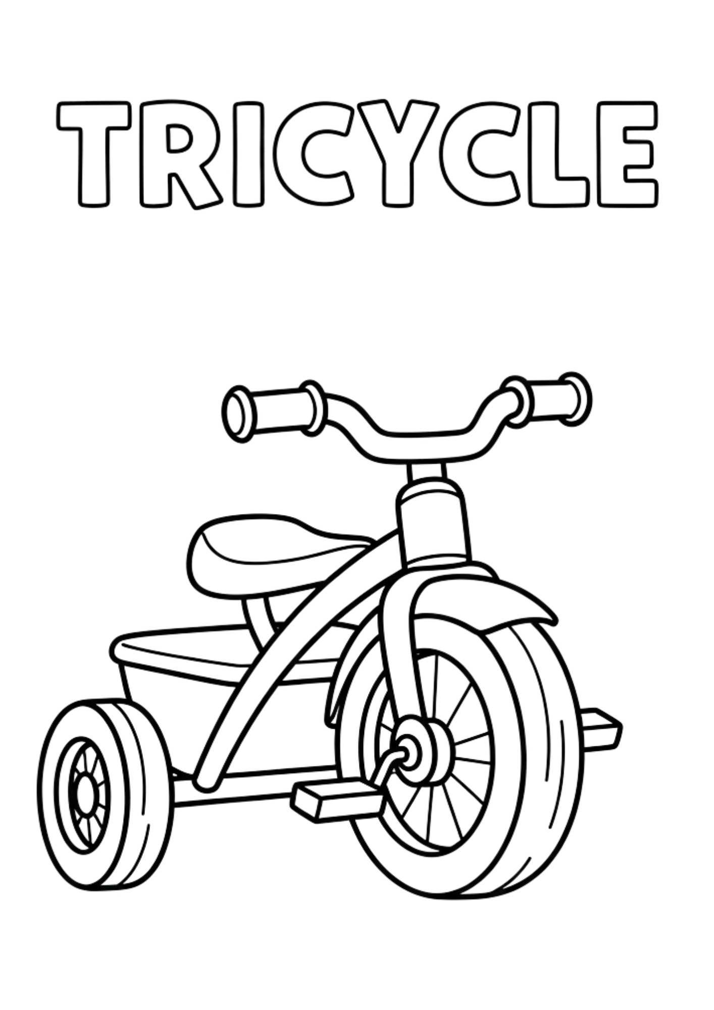 tricycle kids coloring page no background