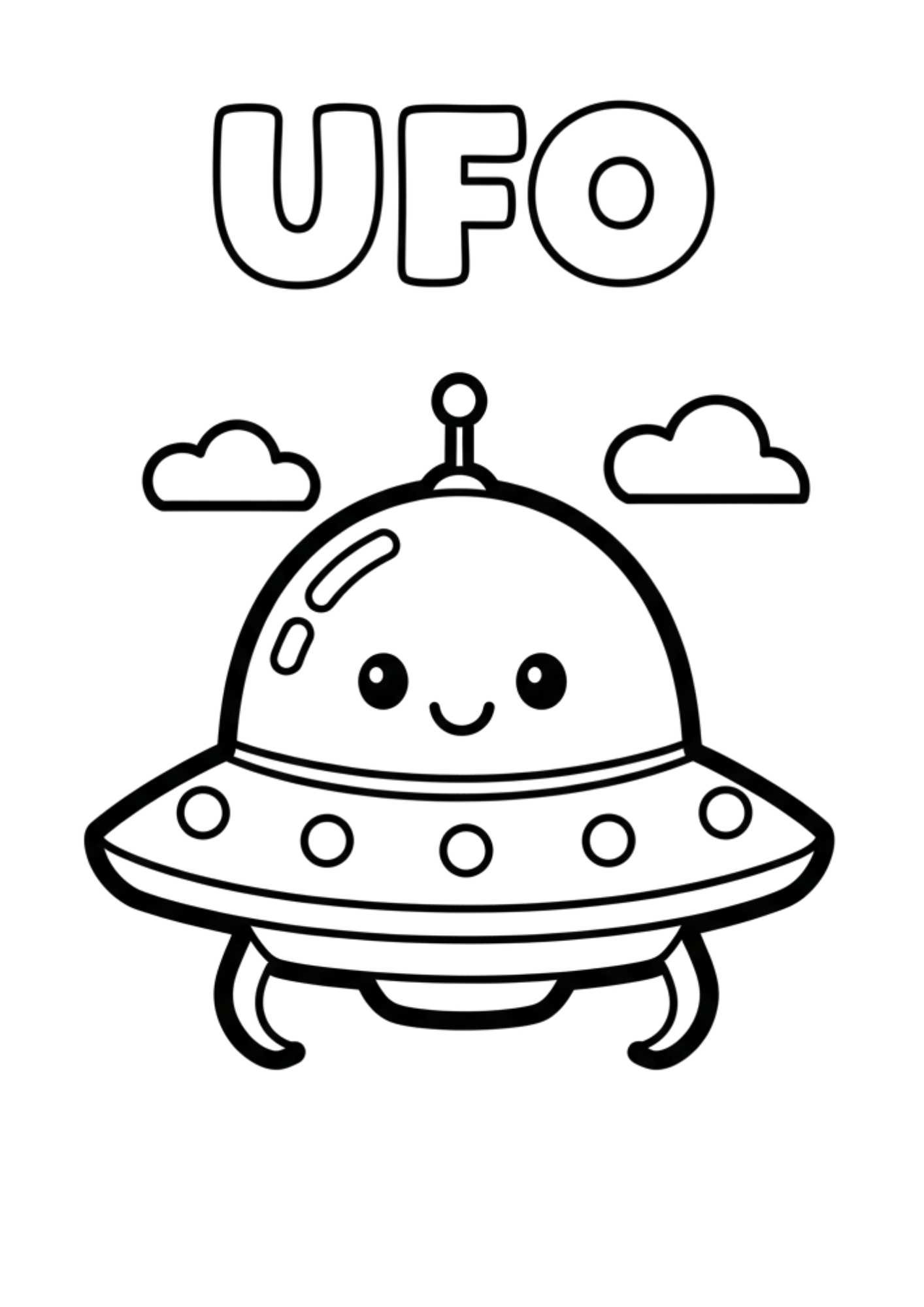 ufo kids coloring page no background
