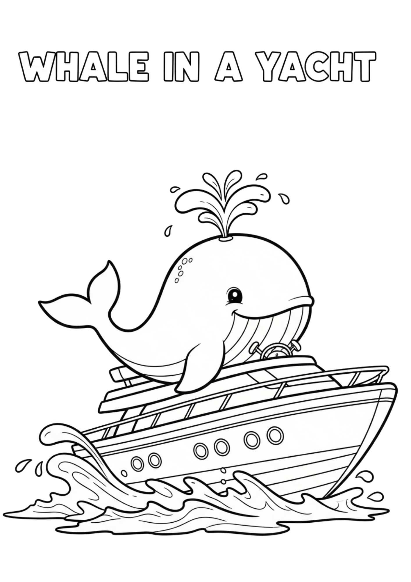 whale yacht coloring page