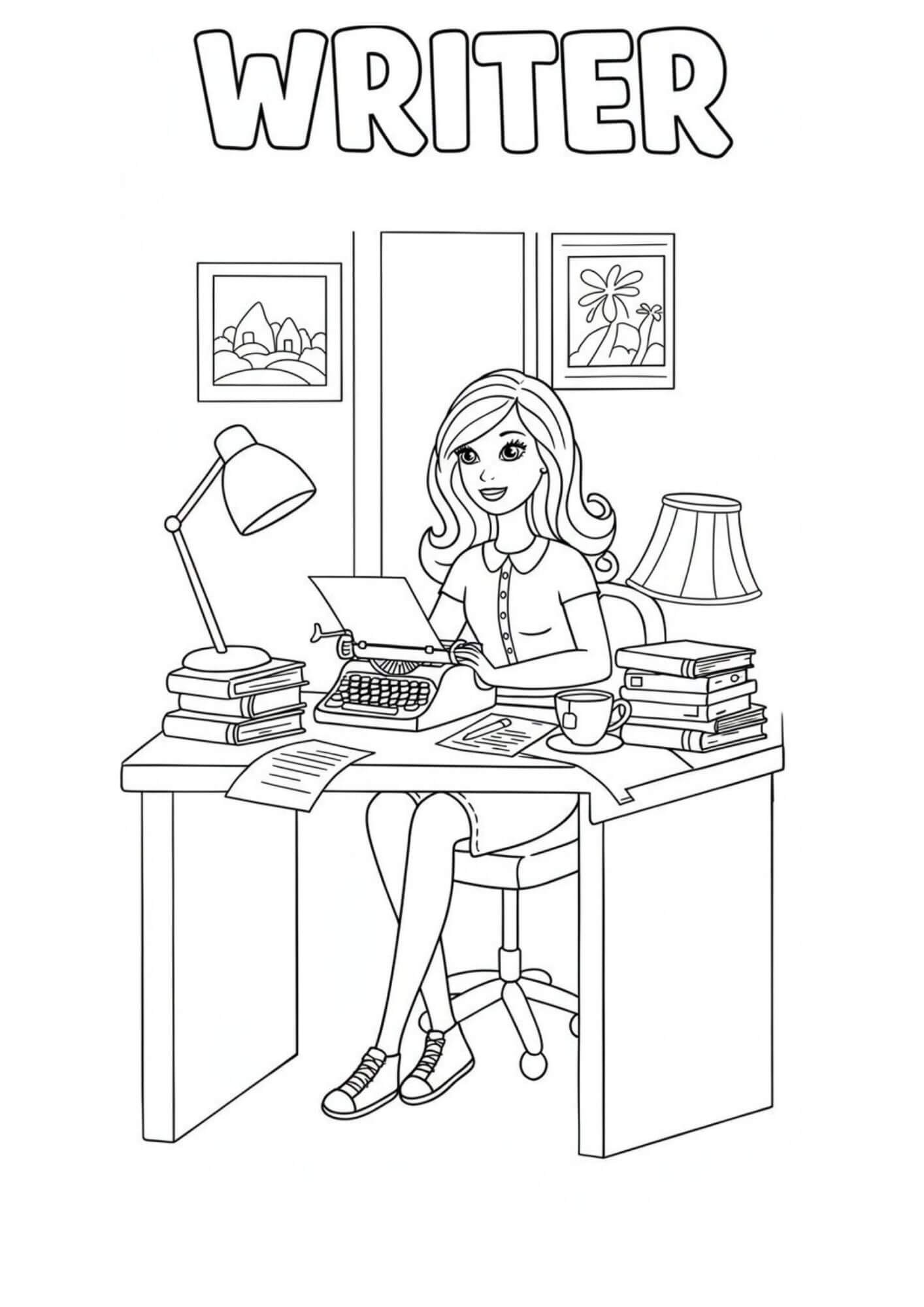 writer coloringdrawing